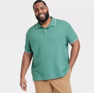 Goodfellow & Co Men's NWT Green Standard Fit Short Sleeve Polo Shirt Size Large
